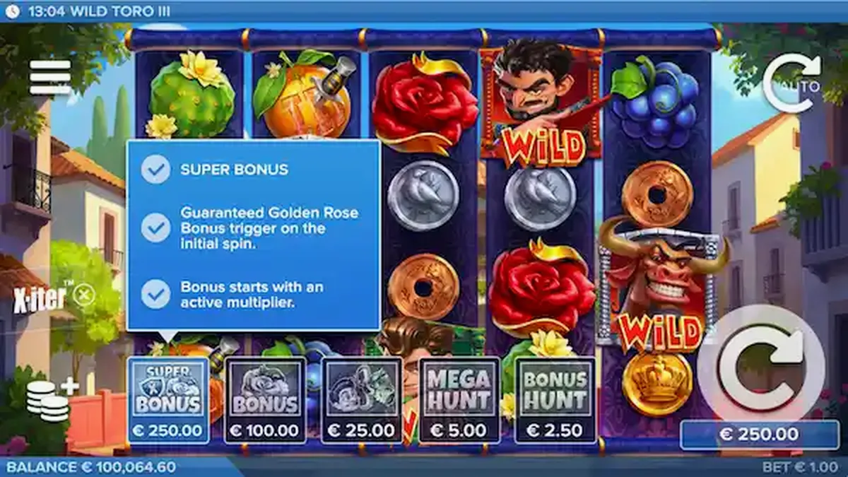 Wild Toro 3 سلاٹ گیم کا ایک منظر