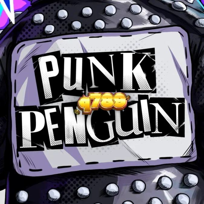 Punk Penguin slot game interface showing the punk rock penguin characters and the SuperSpinners mechanic.
